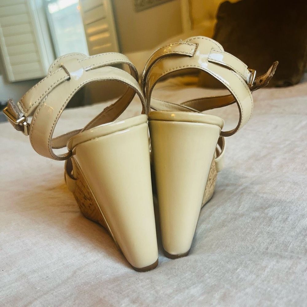 ANTONIO MELANI Patent Leather Cork Wedge Sandals in Beige. So sexy! - Picture 6 of 7